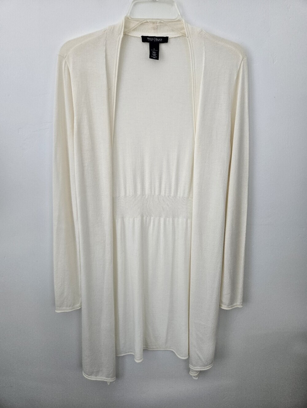 WHBM Ivory Open Front Lightweight Knit Cardigan Duster. Size Small